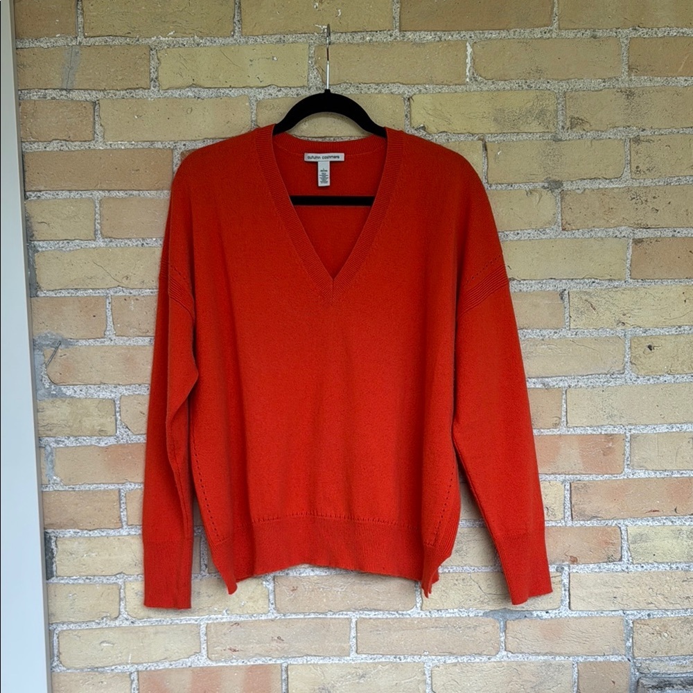 Autumn Cashmere V-Neck Orange Cashmere Sweater
